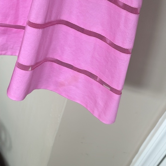 Ann Taylor Pink Tiered Fit & Flare Lined Sleeveless Tulle Mesh Cotton Office - Picture 15 of 16